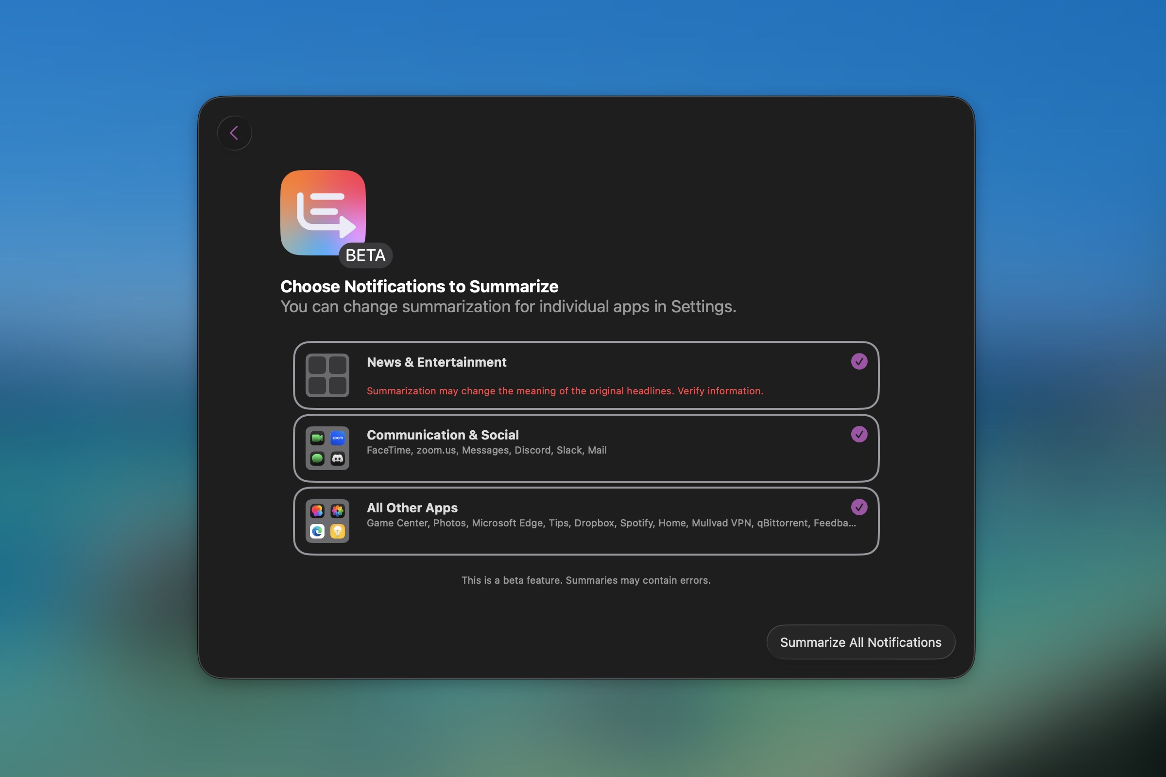 Apple Intelligence news summaries are back, with a big red disclaimer